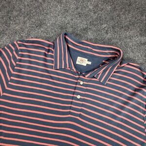 Faherty Brand Mens XL Short Sleeve Striped Polo Shirt Navy Blue Coral 0983